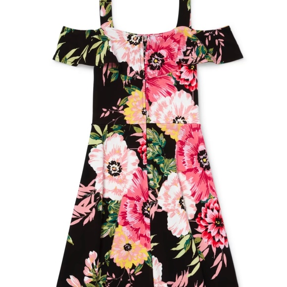 Children's Place Floral Matching Off Shoulder Dress - Black size L (10/12) - Picture 3 of 4